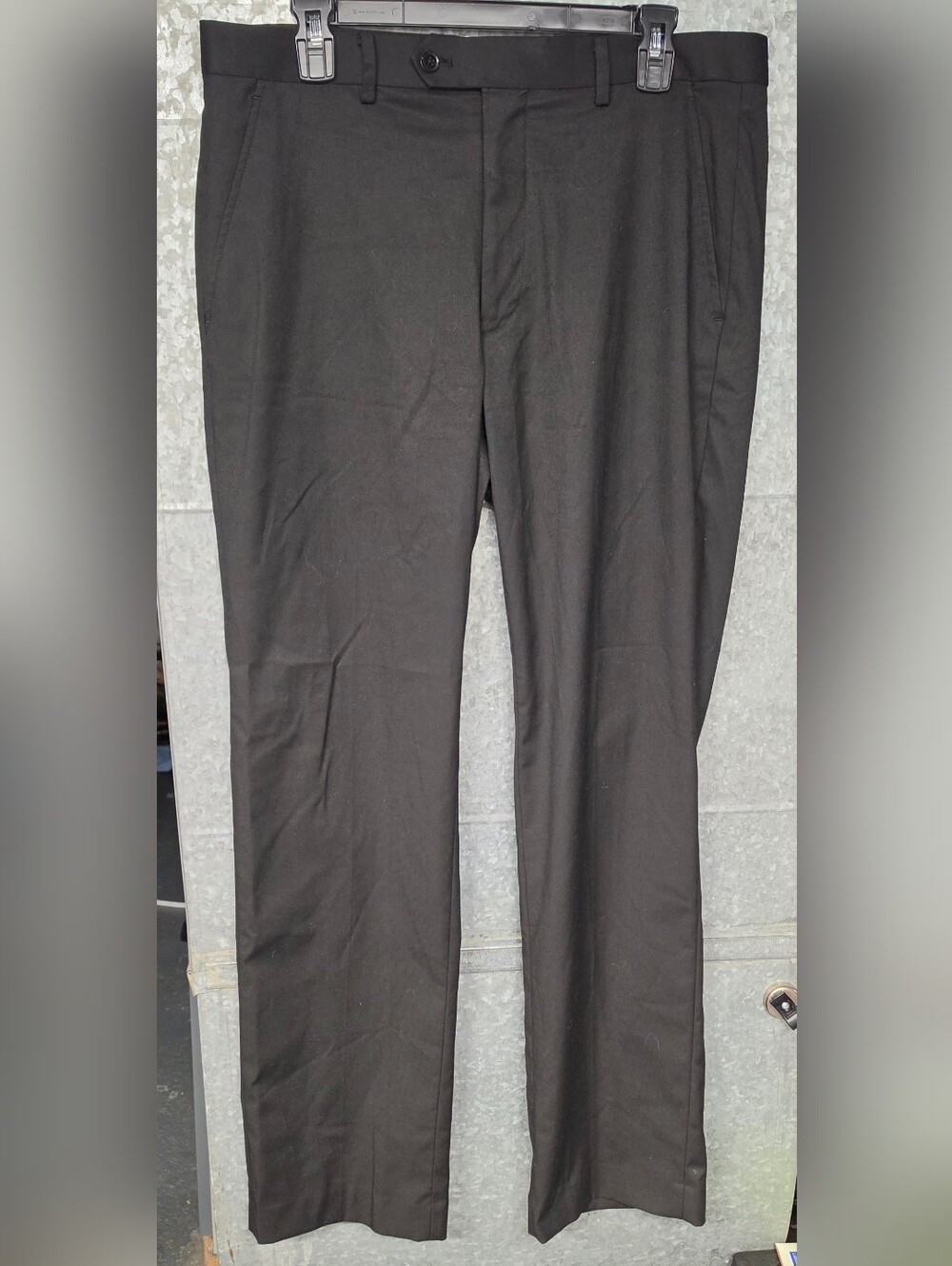 Alfani Slim Fit Black Dress Pants Mens 34W Flat Front Stretch Straight Leg